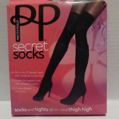 Pretty Polly Secret Socks Tights, Stockings & Knee Highs in One! S/M Size Black